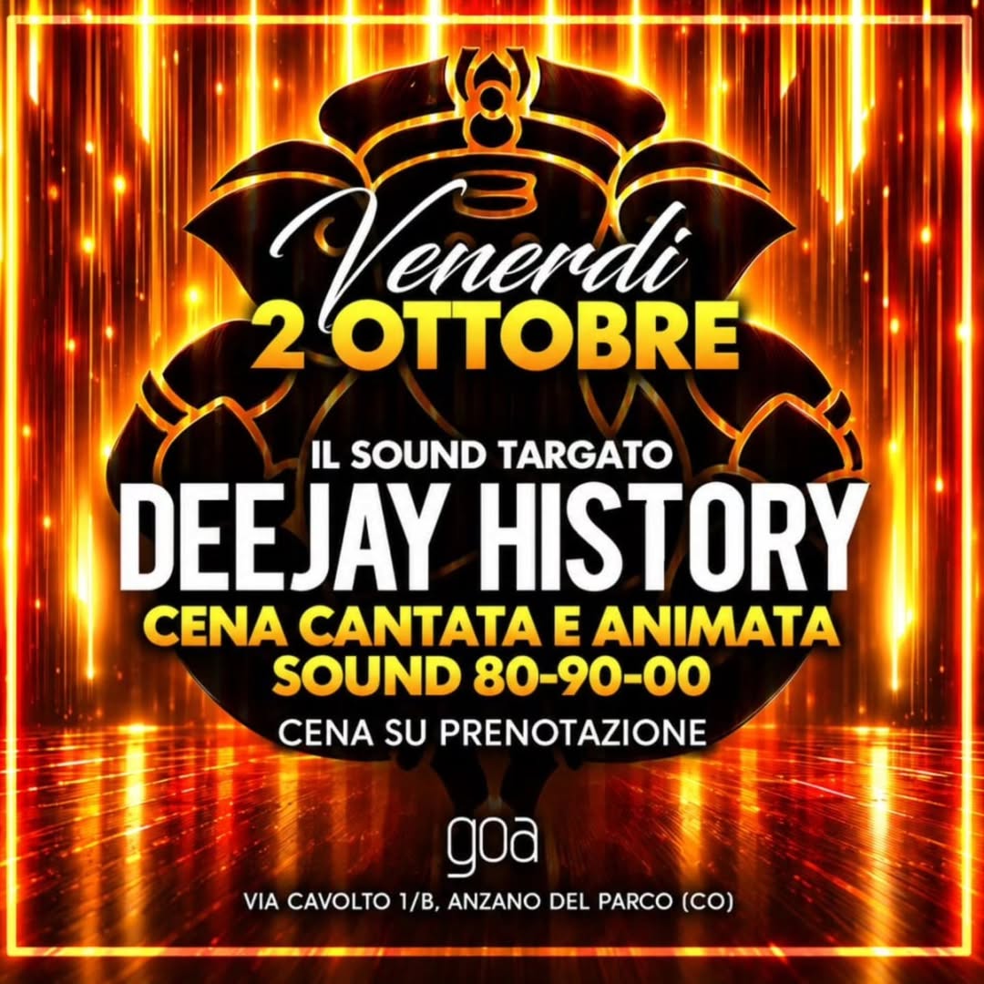 Venerdì 2 ottobre · GOA Anzano del Parco
